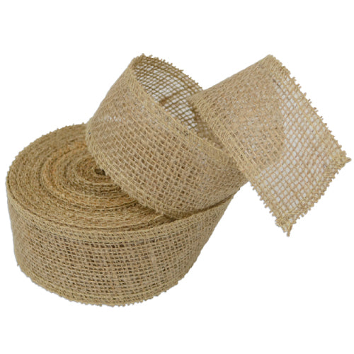 2" Natural Jute Ribbon - 10 Yards (serged) Imported