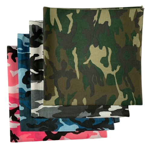 Made in the USA Camo Bandanas 4 Pk 22" Pink, Blue, Green & Urban