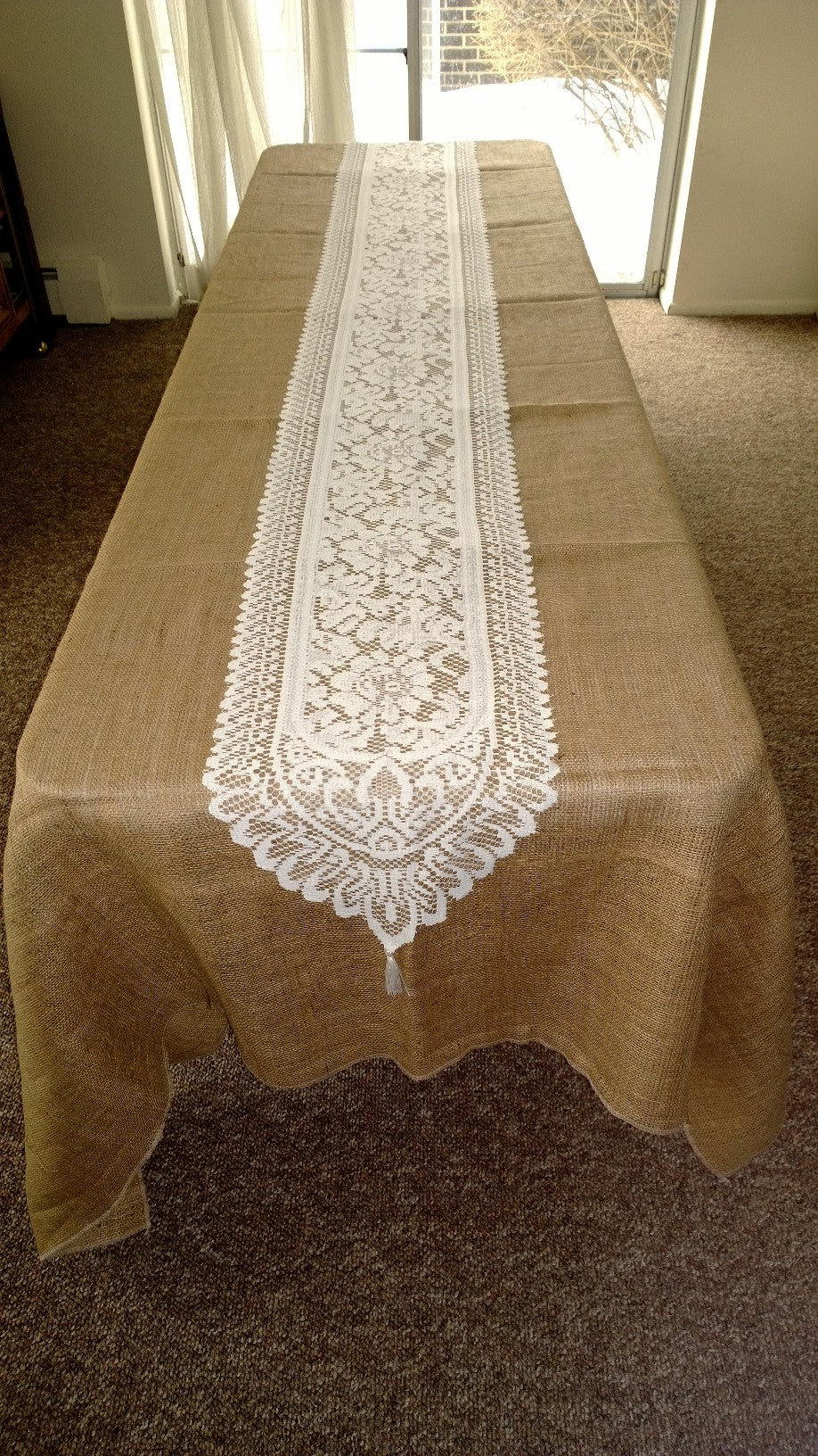 14" x 108" White Table Lace Runner