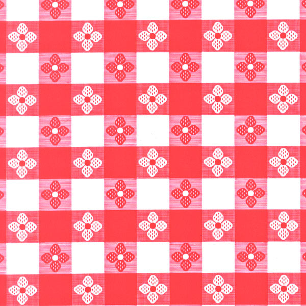54" Red Tavern Check Vinyl Without Felt Back - By The Yard