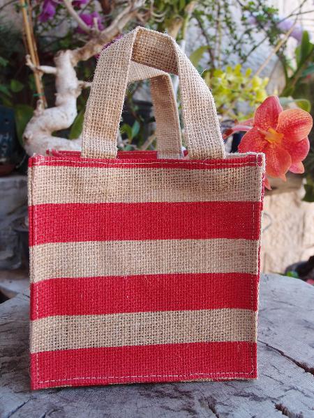 Jute Striped Plant Tote