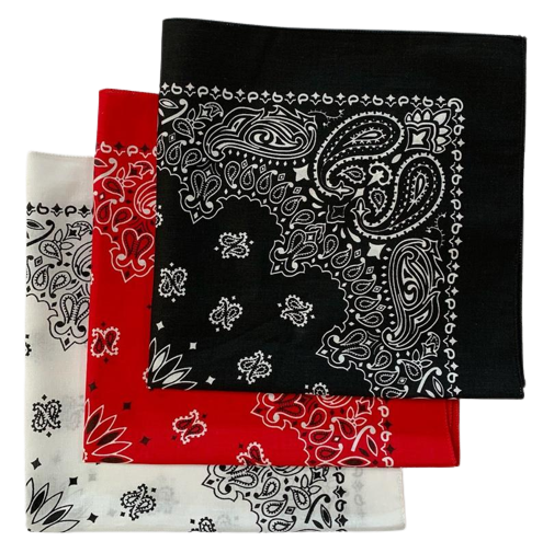 Made in the USA Assorted Paisley Bandanas -3 Pack, 22" x 22", 100% Cotton Additional