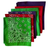 USA Made Paisley & Solid Green, Red, Purple 6 PK 22