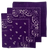 Purple Paisley Bandanas (3 Pack) 22" x 22" 100% Cotton