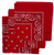 Red Paisley Bandanas (3 Pack) 22" x 22" 100% Cotton
