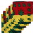 Marijuana Bandanas Red/Yellow/Green 6 Pack 22