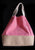 Washed Canvas Pink Tote Bag With Burlap - 14