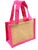 8"W x 6"H x 4"D Burlap Tote With Pink Wall & Handle