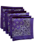 USA Made Paisley & Solid Purple Bandanas 6 Pk 22" 100% Cotton