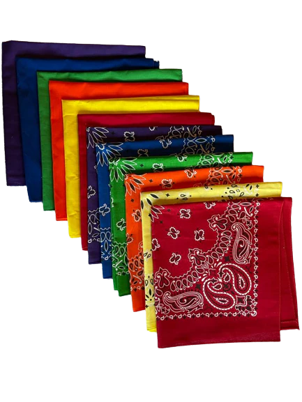 Combo Pack Paisley/Solid Bandanas - Made in the USA