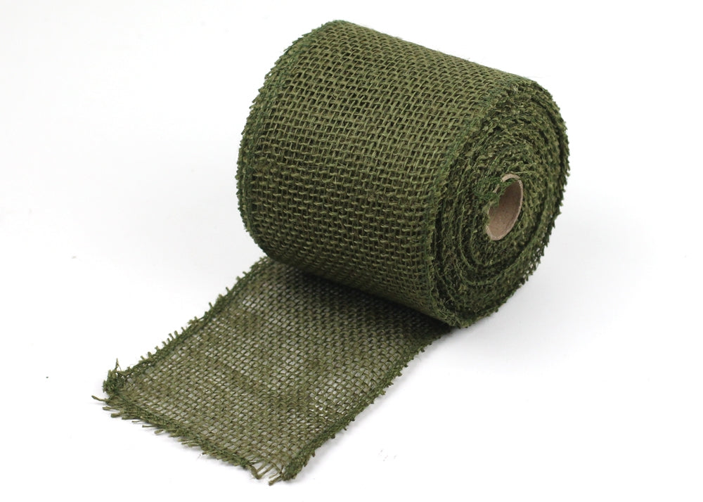 4" Moss Burlap Ribbon -10 Yards (serged) Made in USA