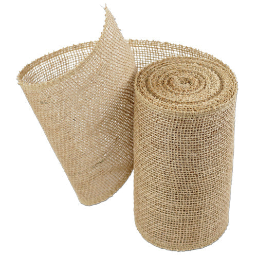 5" Wide Natural Burlap Ribbon - 10 Yard Roll (Serged)Made in USA