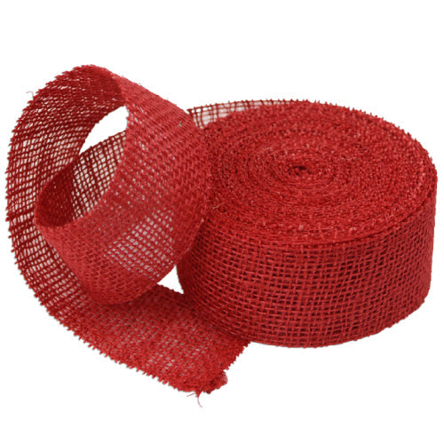 2" Red Jute Ribbon - 10 Yards (serged) Imported