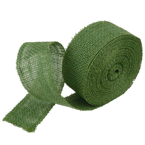 2" Green Jute Ribbon - 10 Yards (serged) Imported