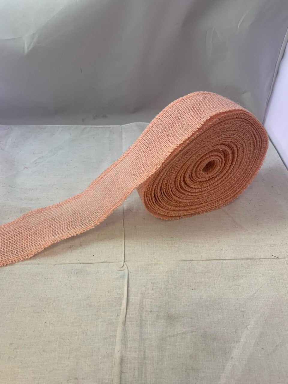 2" Peach Burlap Ribbon - 10 Yards (Serged) Made in USA