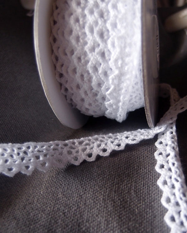 White Crochet Cotton Lace Ribbon 3/8" x 10 Yards