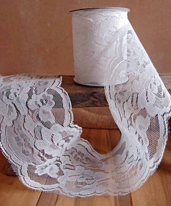 3" White Lace Ribbon - 10 Yards