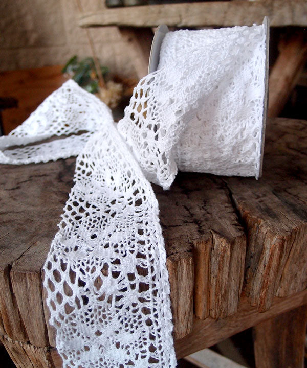 2 3/4" x 10 Yd White Crochet Ribbon