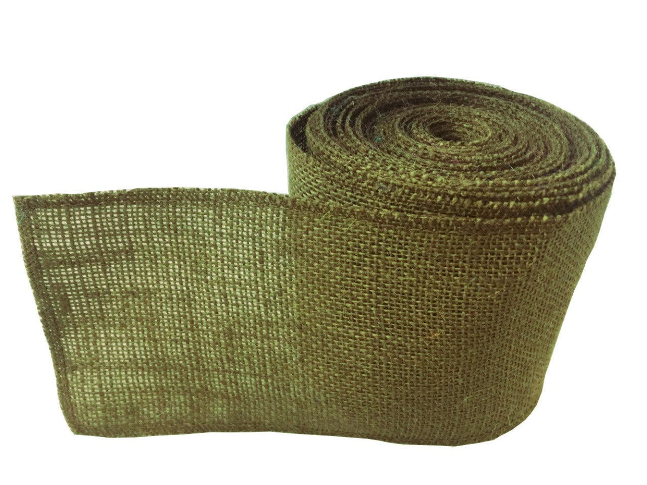 4" Avocado Burlap Ribbon - 10 Yards (Serged) Made in USA