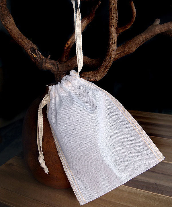 Cheesecloth Drawstring Bags with Ivory Edge