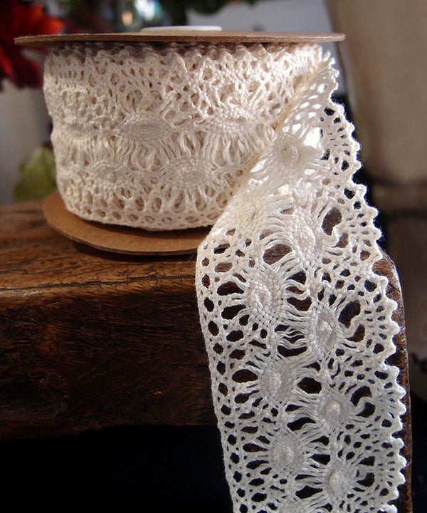 2 1/3" x 10 Yd Ivory Crochet Ribbon