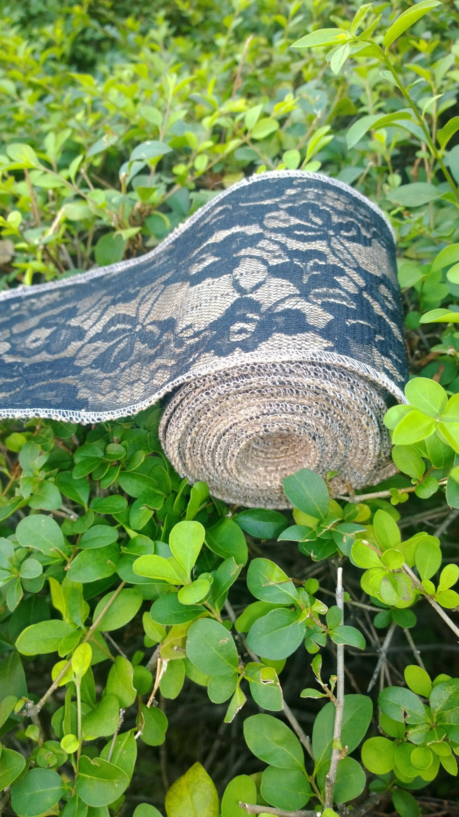 5" Burlap Lace Ribbon - Black 5 Yds (5" Lace)