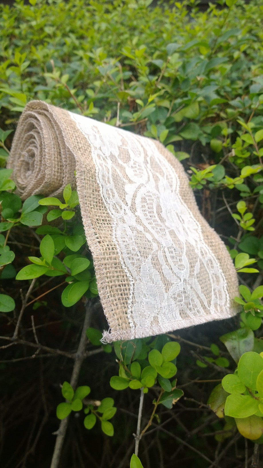 5" Ivory Burlap Lace Ribbon - 5 Yards (4" Lace)