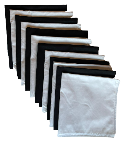 USA Made Solid Black & White Bandanas 12 Pack 22" x 22" Cotton