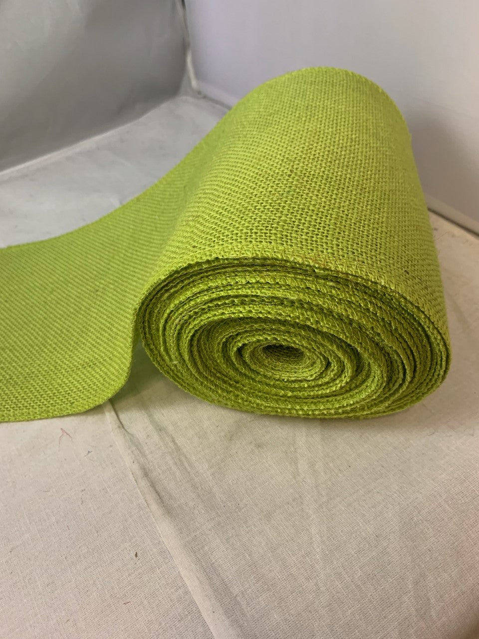 6" Lime Burlap Ribbon - 10 Yards (Serged) Made in USA