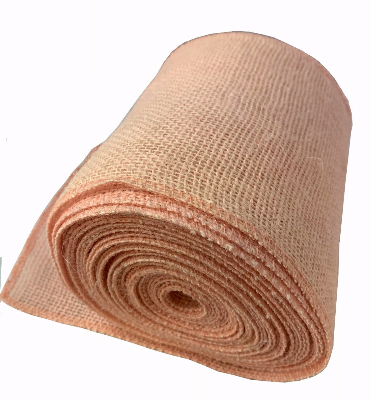 6" Peach Burlap Ribbon - 10 Yards (Serged) Made in USA