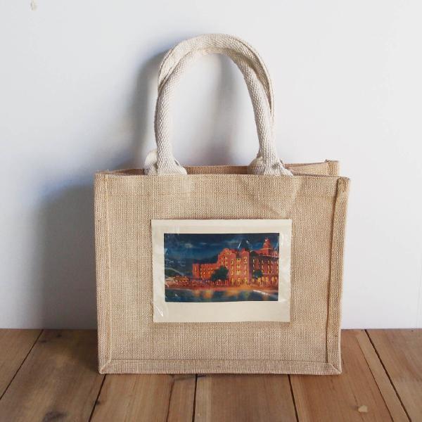 Mini Jute Blend Tote Bag W/Window 10" x 8" x 5"