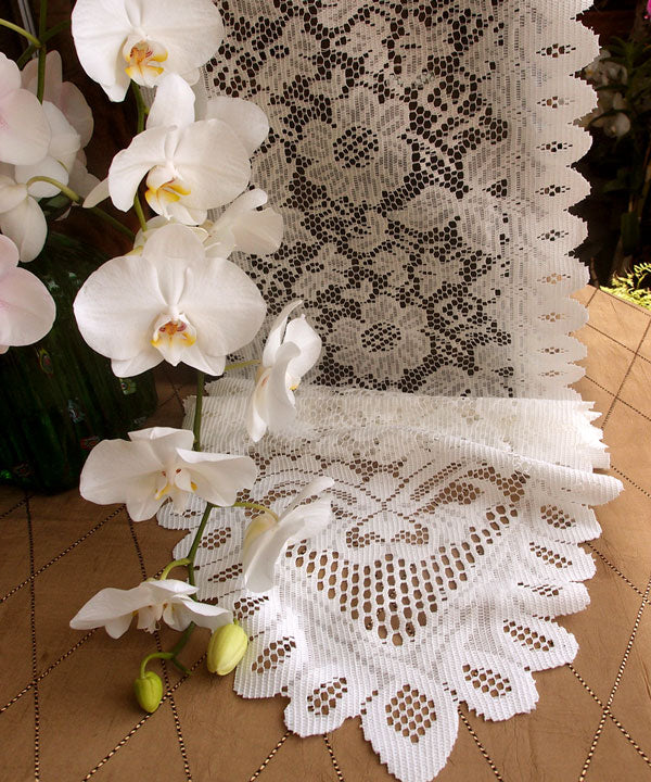 Ivory Floral Lace Runner 13" x 96"