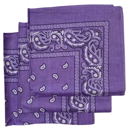 Lavender Paisley Bandanas (3 Pack) 22" x 22" 100% Cotton