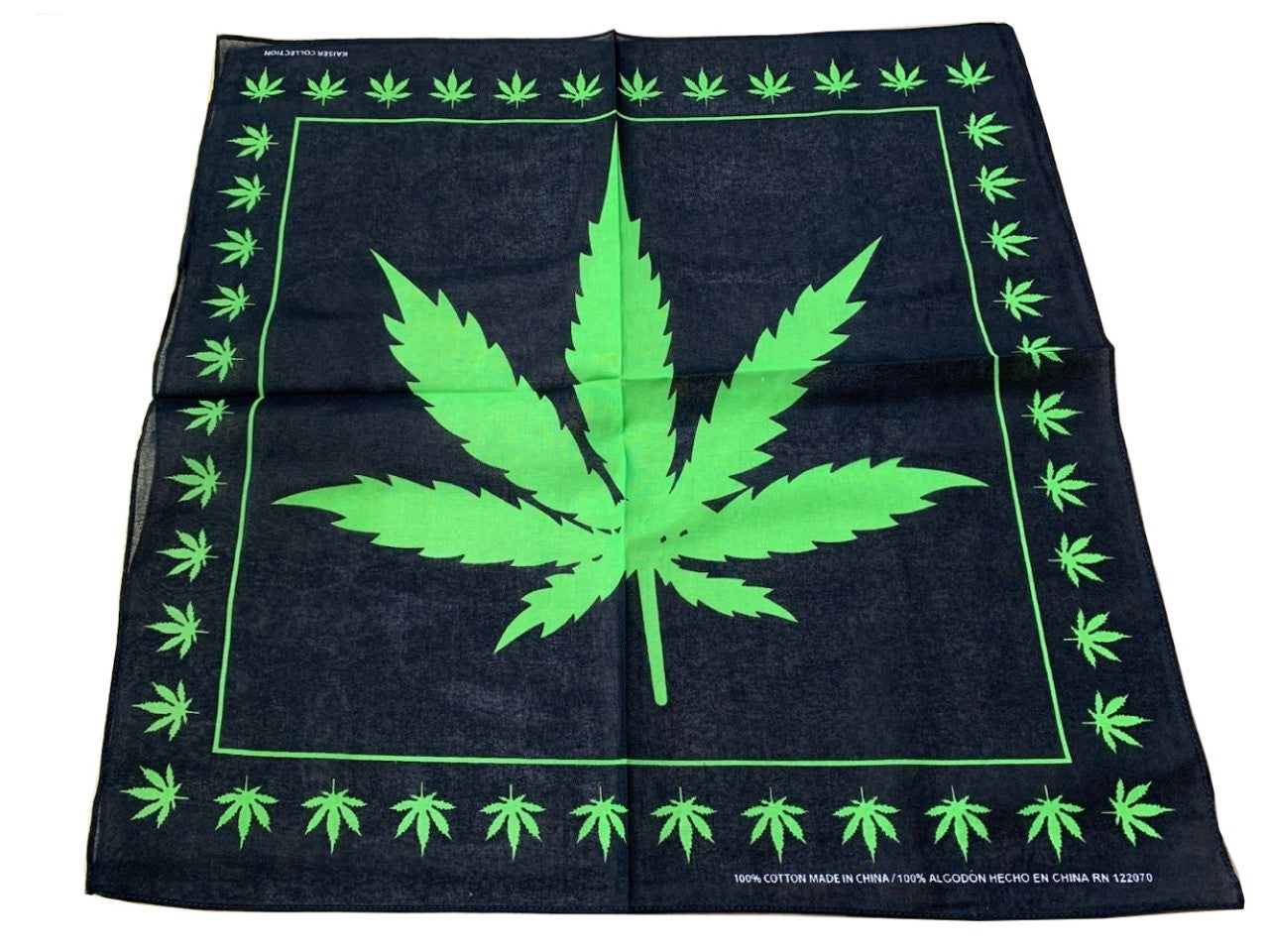 Marijuana Leaf Bandana 100% cotton 22" x 22"