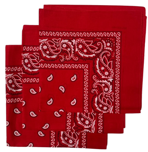 Red Paisley Bandanas (3 Pack) 22" x 22" 100% Cotton