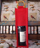 Clear Window Jute Wine Bag