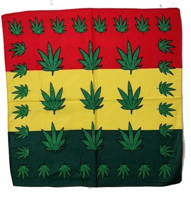 Marijuana Bandana Red/Yellow/Green 22" - 100% Cotton