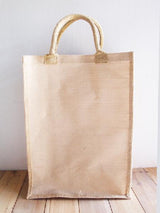 Tall Jute Blend Tote with Trim