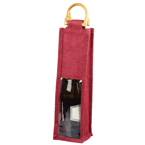 Clear Window Jute Wine Bag