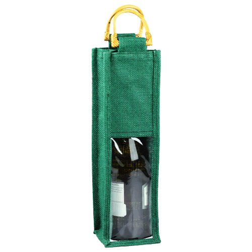 Clear Window Jute Wine Bag