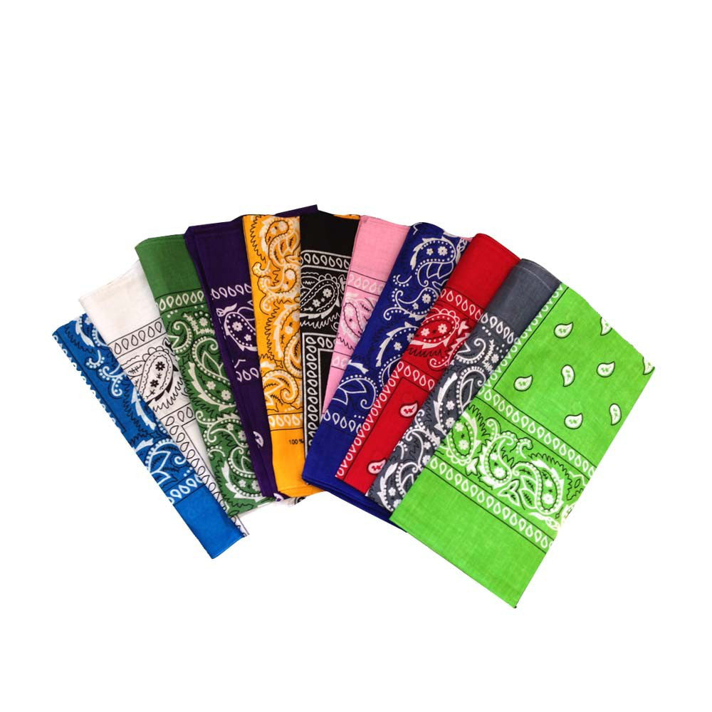 Bandana Assortment 100% Cotton (12 Pack) 22" x 22" Paisley