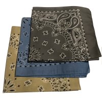 Made in the USA Assorted Paisley  Bandanas -3 Pack, 22" x 22", 100% Cotton Additional