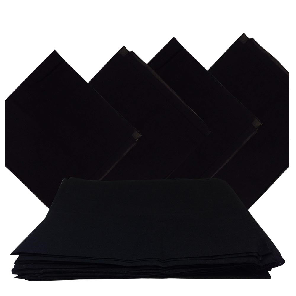 MADE IN USA Black Bandanas - Solid Color 27" x 27" (12 Pk)