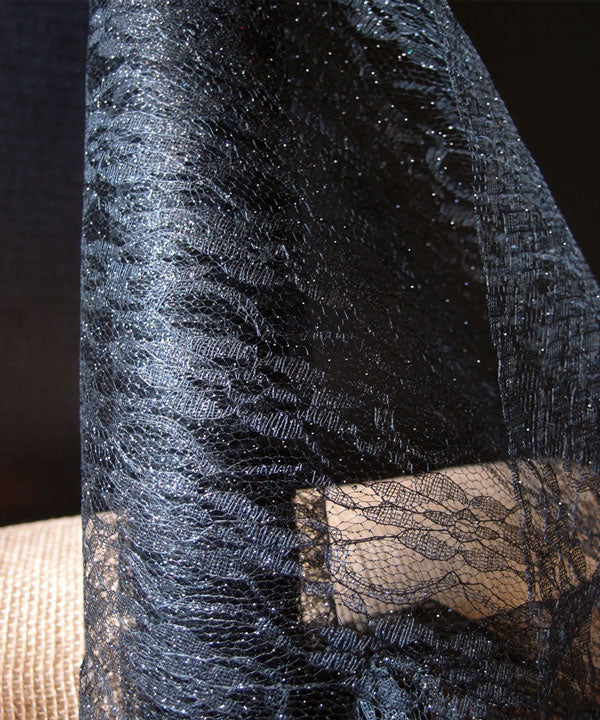 19" Black Glitter Lace Draping - 15 Feet