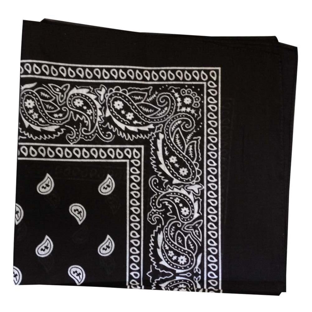 Black Paisley Bandana - 22" x 22" (100% cotton)