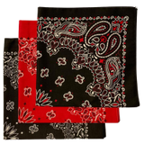 Made in the USA Assorted Paisley  Bandanas -3 Pack, 22" x 22", 100% Cotton Additional