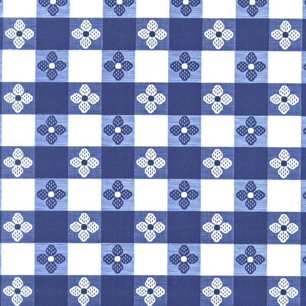 54" Blue Tavern Check Vinyl Without Felt Back - By The Yard