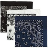 Made in the USA Assorted Paisley  Bandanas -3 Pack, 22" x 22", 100% Cotton Additional