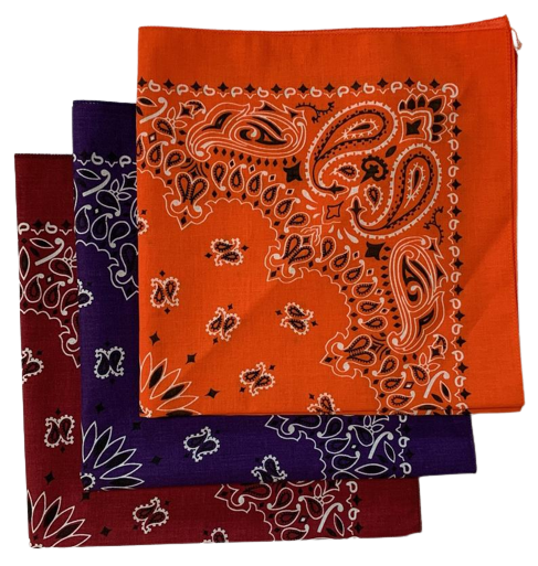 Made in the USA Assorted Paisley  Bandanas -3 Pack, 22" x 22", 100% Cotton Additional