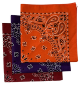Made in the USA Assorted Paisley  Bandanas -3 Pack, 22" x 22", 100% Cotton Additional